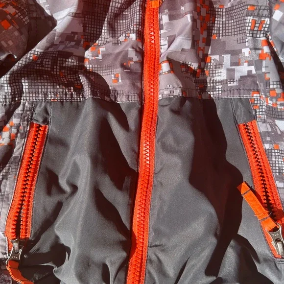 Snozu Kids Puffer Jacket - Orange and Gray